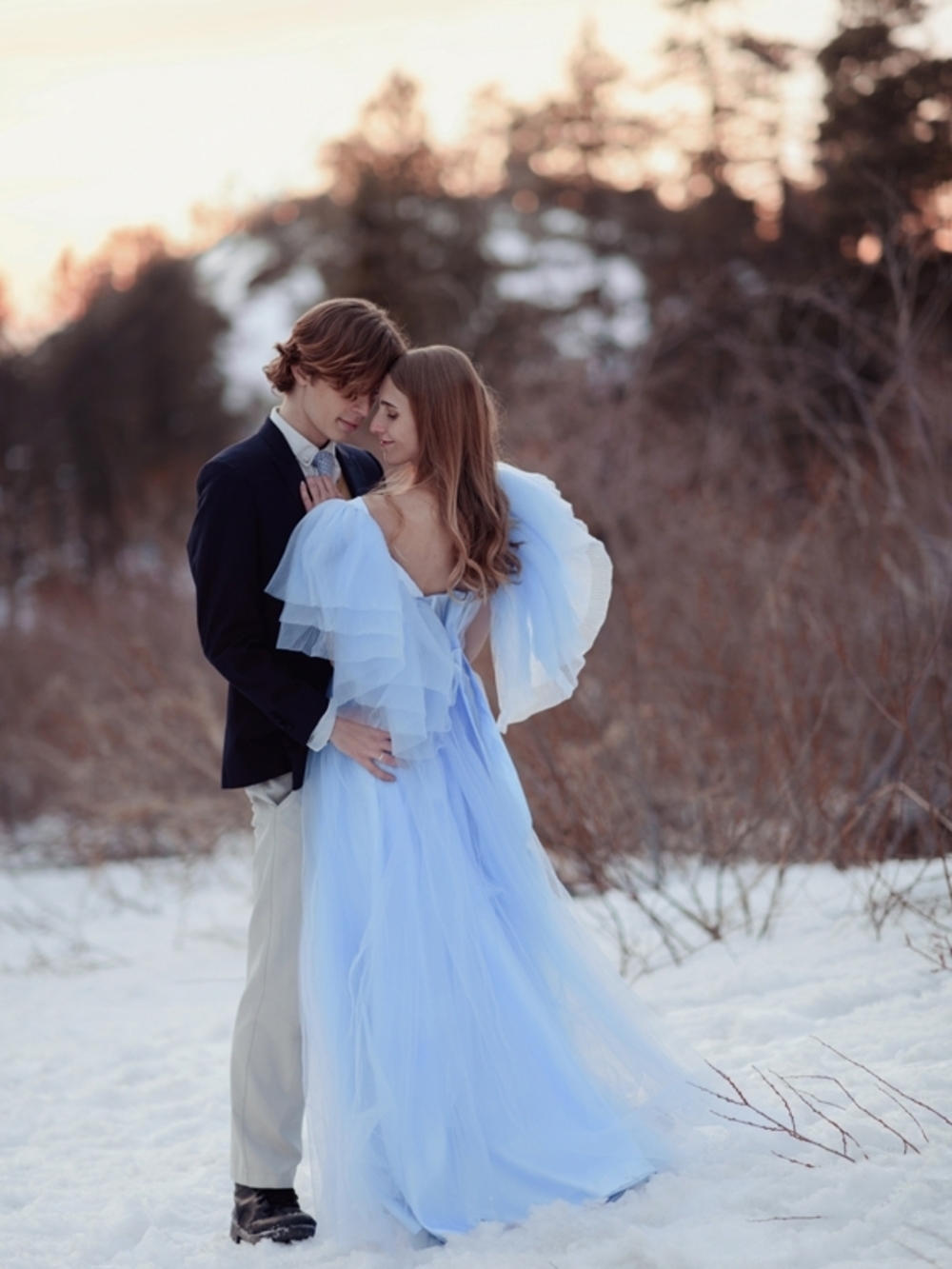 Ethereal Light Blue Tulle Gown Size S. - Picture 3 of 13